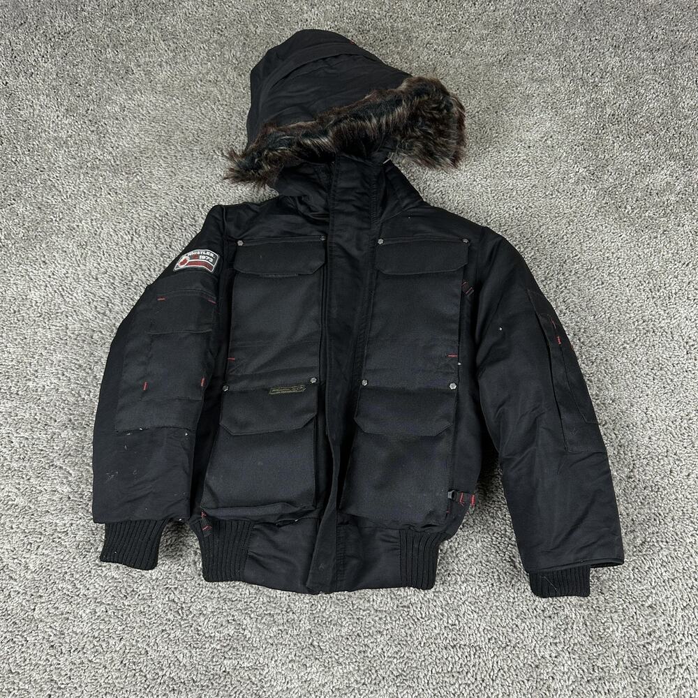 J Whistler Jacket Boys 4 Black Hooded Parka Faux Fur Trim Puffer Winter Coat